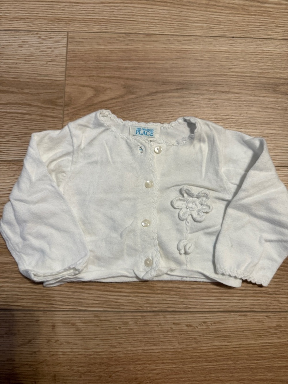 The Children's Place White Knit Baby Cardigan with Flower Size 12 months